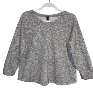 J. Crew Sz Large Mid/Heavy Cropped Black/White Heathered Sweatshirt